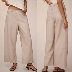 Pilcro X Anthropologie The Izzie Relaxed Pull-On Barrel Trousers Faux Leather